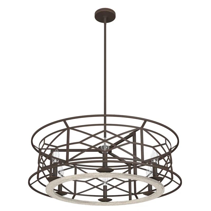 Hunter Fan Langwood 6 - Light Unique / Statement Drum Chandelier