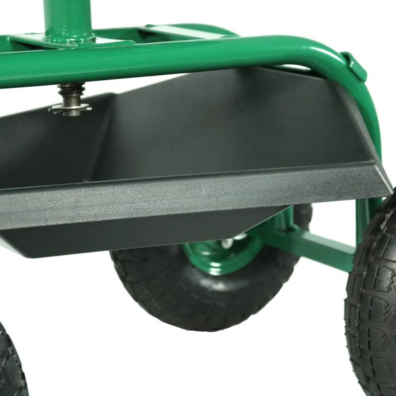 SunnyDaze Decor Steel Rolling Garden Cart Scooter with Swivel Seat and Tool Tray