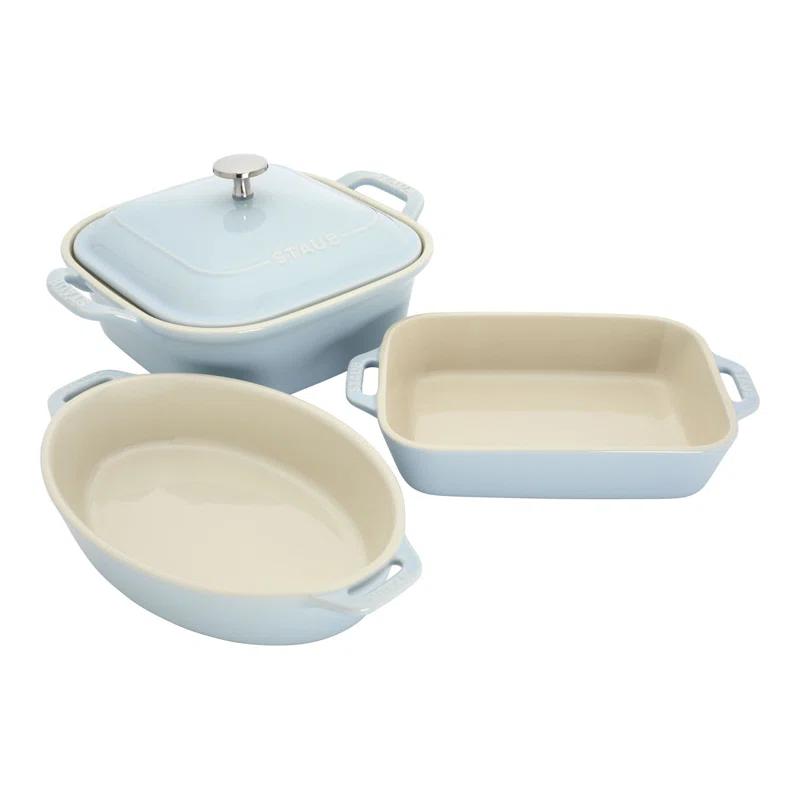 Staub Staub Ceramic 4-Pc Baking Pans Set, Casserole Dish With Lid, Brownie Pan,