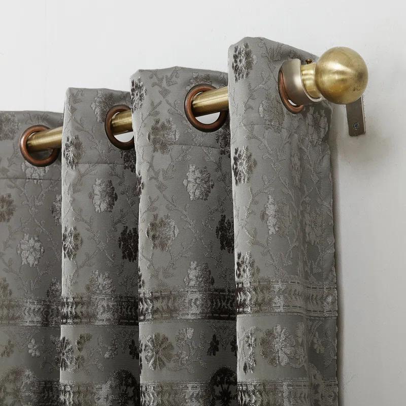 Sun Zero Velvet Texture Medallion Blackout Grommet Curtain Panel