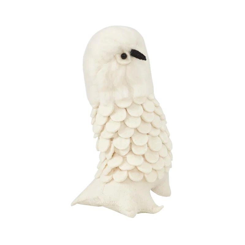 Arcadia Home Snowy Owl Handmade Hand Felted Wool Christmas Tree Topper