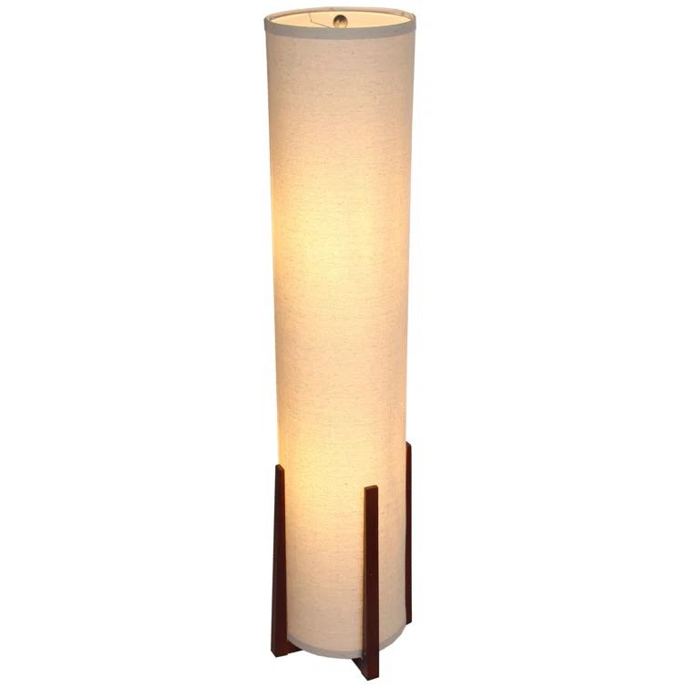 Parker 48 in. Farmhouse 2-Light LED Energy Efficient Floor Lamp with Beige Fabric Cylinder Shade