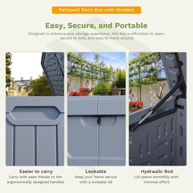 Patiowell 230 Gallons Water Resistant Resin Lockable Deck Box