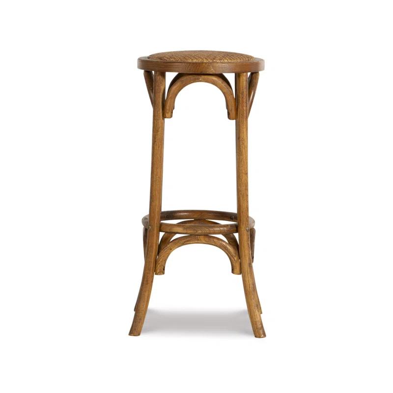Dovecove Rae 24" Round Rattan Seat Counter Stool with Solid Wood Frame