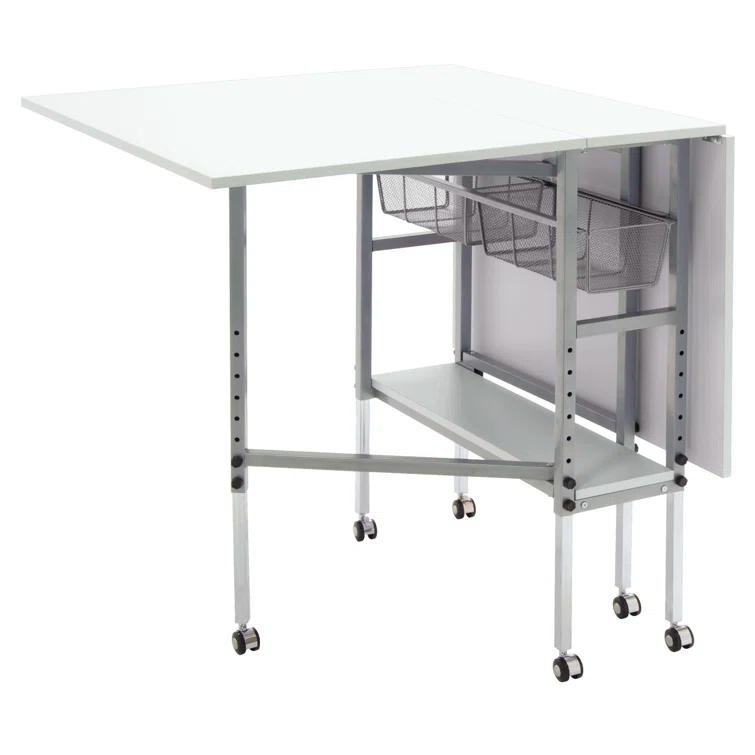 Sew Ready 58.75'' x 36.5'' Foldable Sewing Table with Sewing Machine Platform and Wheels