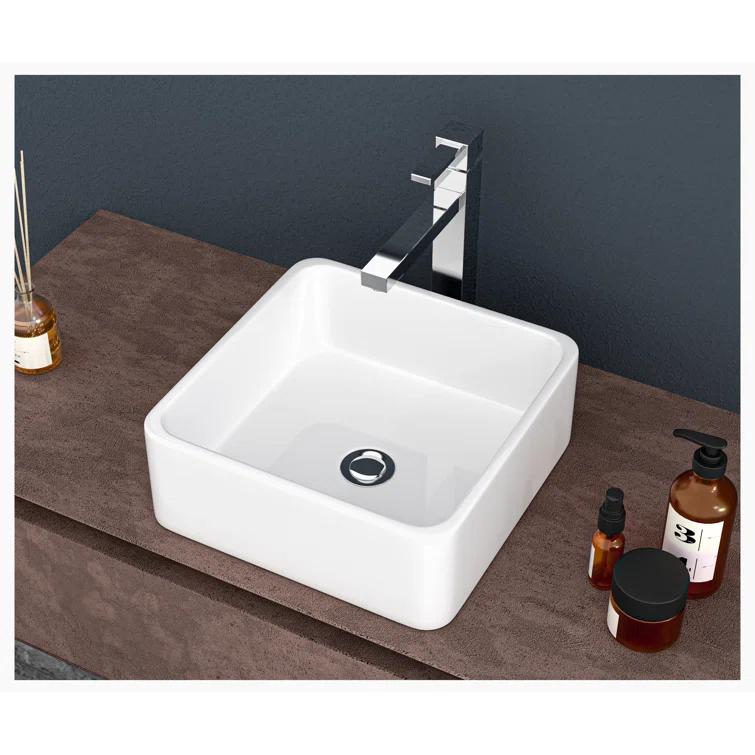 Hewei Hewei 15'' White Ceramic Square Vessel Bathroom Sink YXY829-W1243124768