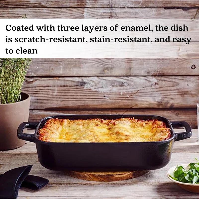 Alva Alva Nori Enameled Cast Iron Dutch Oven Dish Roasting Pan Rectangular Nonstick Stove-to-Table Enamel Coated Pot, Non Toxic, Compatible with All Stovetops, Oven Safe & Induction Safe