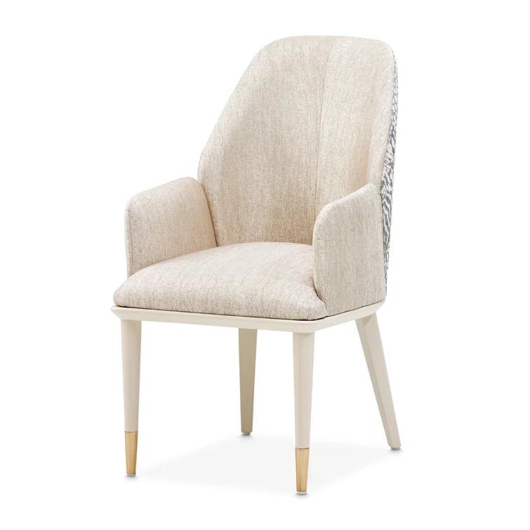 Michael Amini Lisbon Dining Arm Chair - Silken Matte Cream