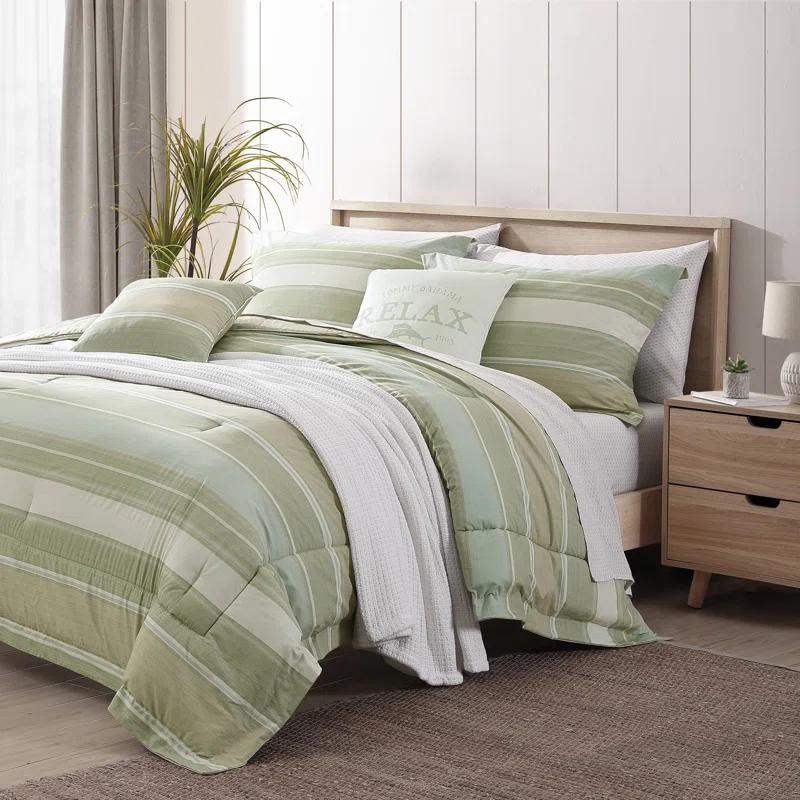Tommy Bahama Home Tommy Bahama Serenity Green Cotton Reversible 5 Piece Comforter Set