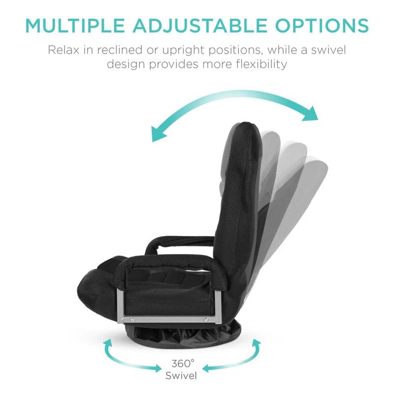 Trule Alba 360-Degree Swivel Gaming Floor Chair w/ Armrest Handles, Foldable Adjustable Back