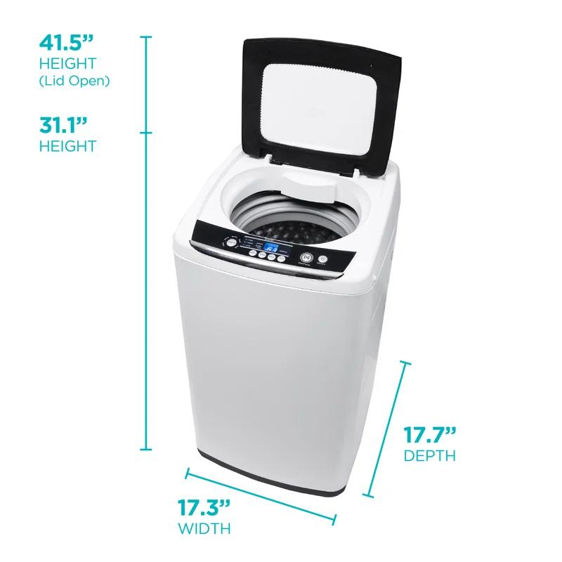 BLACK+DECKER Small Portable Washer, Washing Machine for Household Use, 0.9 Cu. Ft. with 5 Cycles, Transparent Lid & LED Display