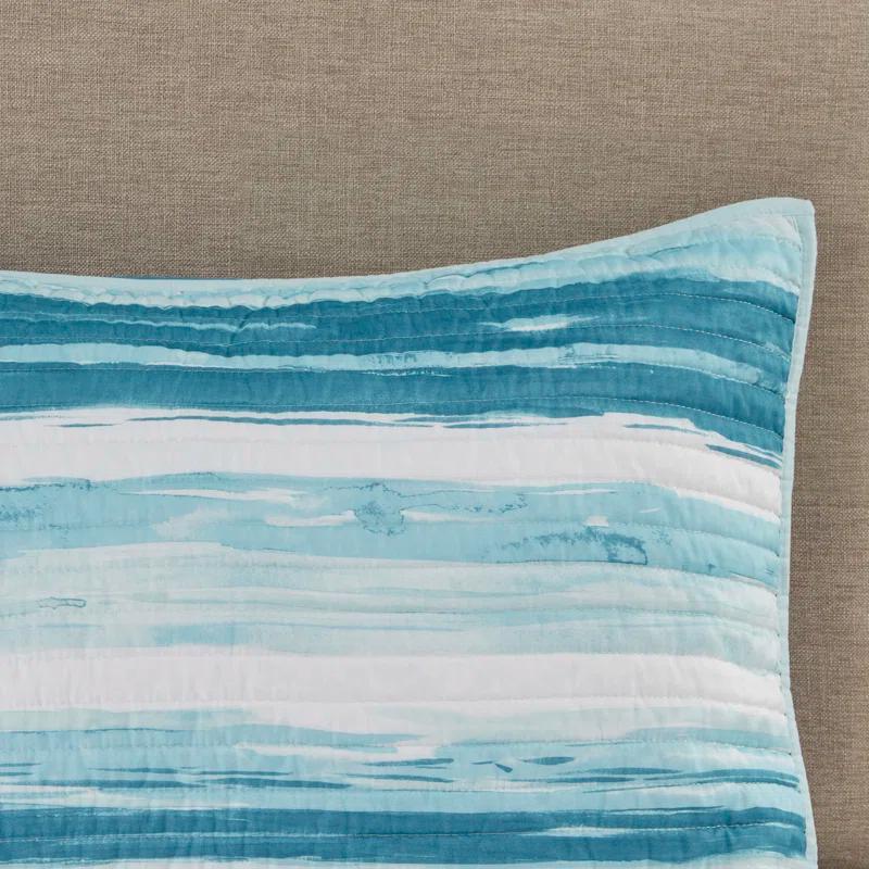 Madison Park Marina 6 Piece Printed Quilt Set with Throw Pillows