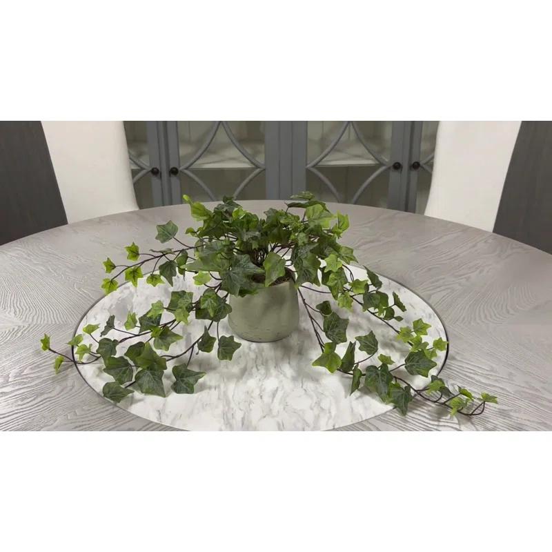 Artificial Green Ivy Plant in Gray Cylinder Pot