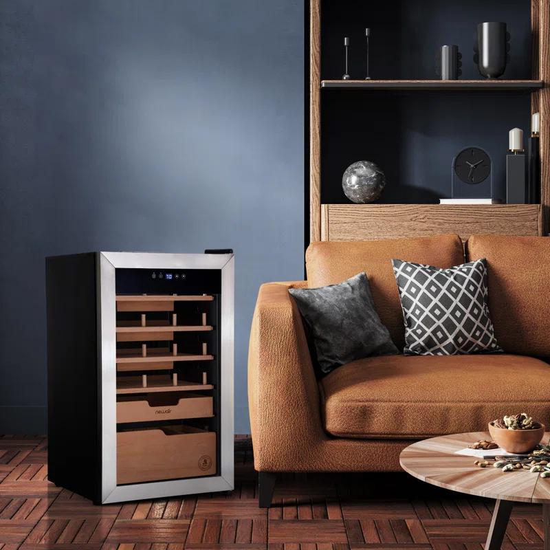 Newair Newair x Boveda 500 Count Electric Humidor, Spanish Cedar Shelves, Temperature Control,Cigar Humidor