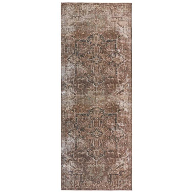 Kate Lester + Jaipur Living Machine Washable Minita Medallion Brown/ Tan Rug