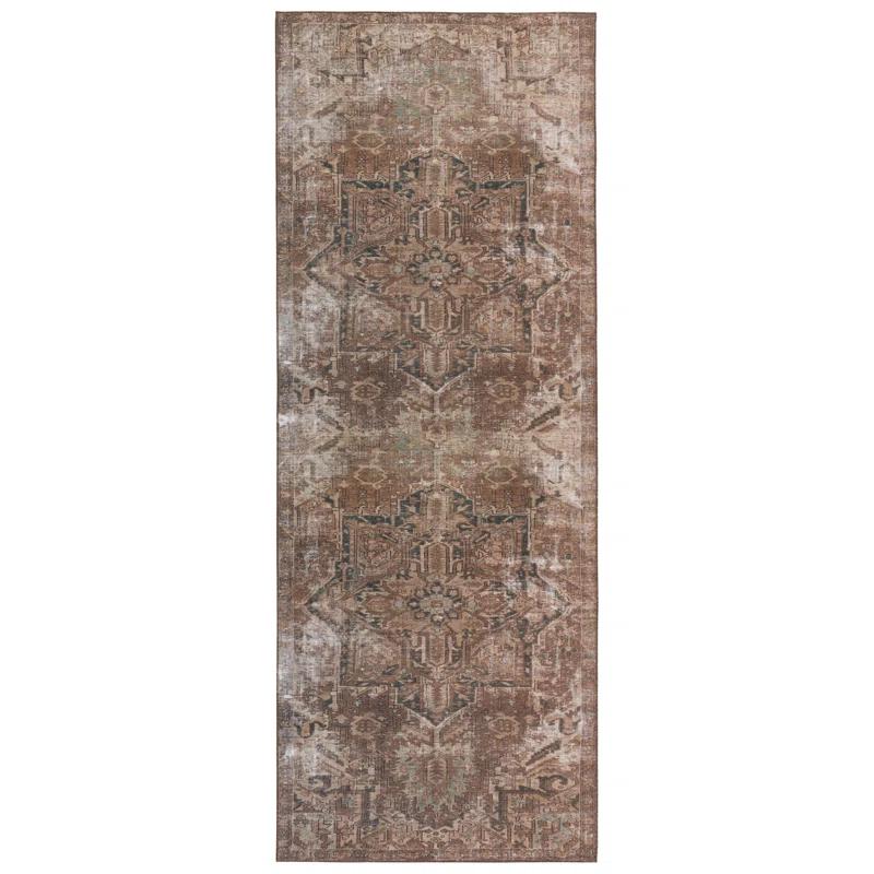 Kate Lester + Jaipur Living Machine Washable Minita Medallion Brown/ Tan Rug