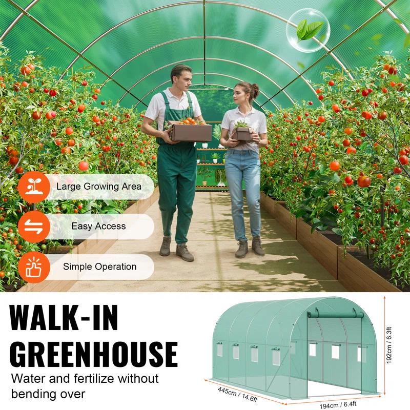 VEVOR Walk-in Tunnel Greenhouse Galvanized Frame PE Cover