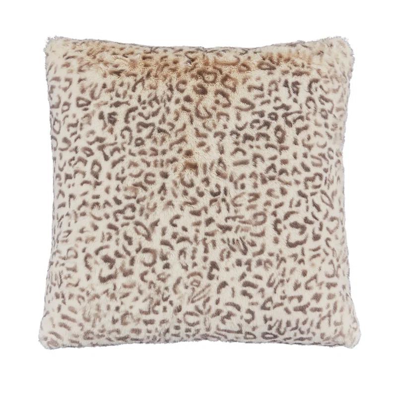 Michael Amini Snow Leopard Animal Print Feather Reversible Throw Pillow (Set of 2)