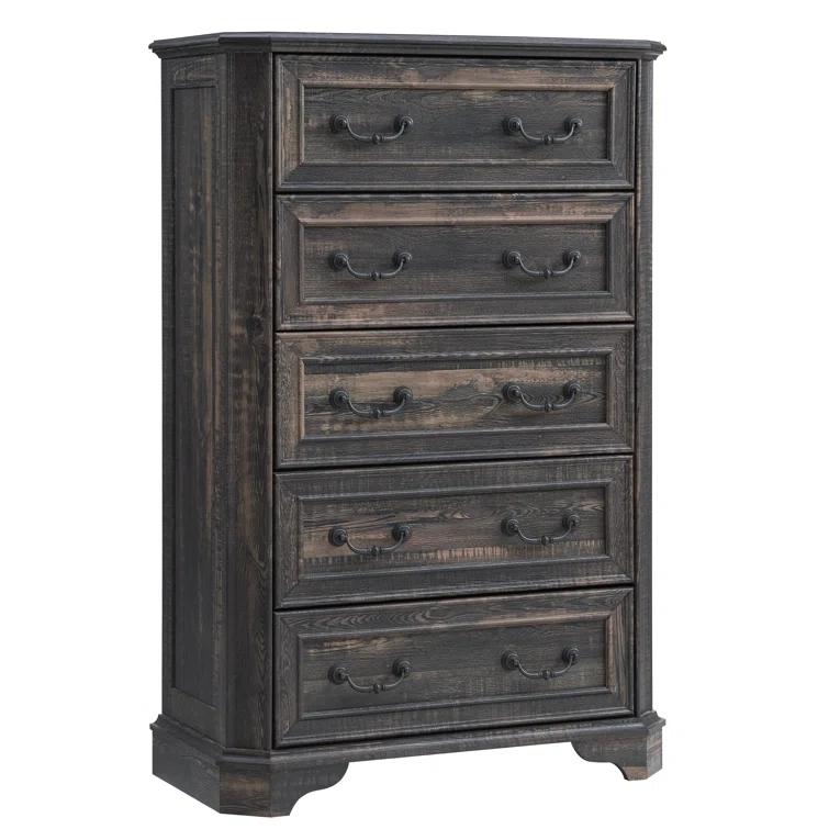 Laurel Foundry Modern Farmhouse® Theron Farmhouse 5 Drawer Bedroom Dresser, Wood Tall Chest of Drawers, Closet Storage for Bedroom