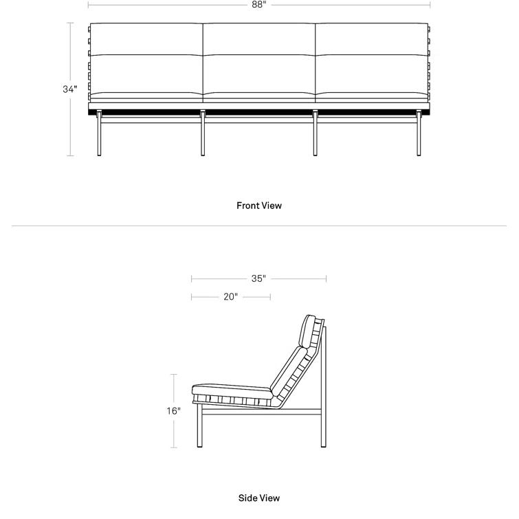 Perch 88'' Wide Powder Coated Aluminum Patio Sofa with Cushions
