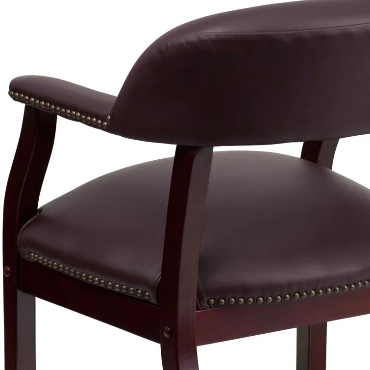Leather Seat Waiting Room Chair with Wood Frame