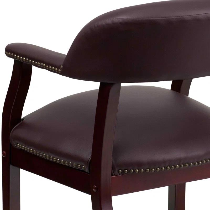 Leather Seat Waiting Room Chair with Wood Frame
