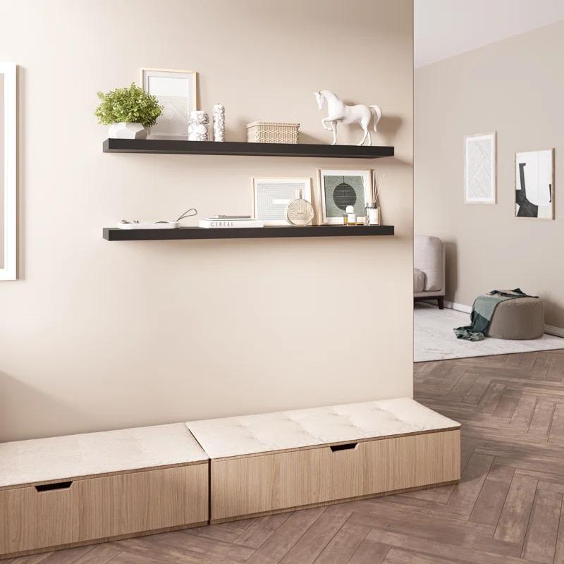 Ballucci Miami 48" W x 8" D Floating Shelves Set with Invisible Wall Mount Brackets (Set of 2)