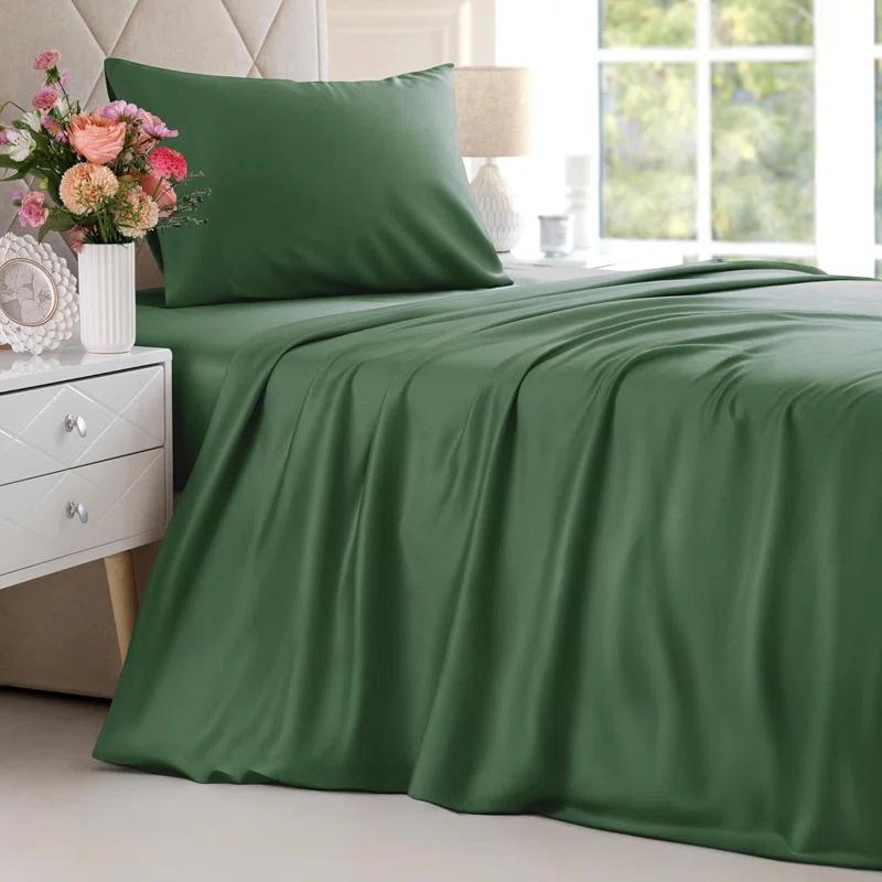 CGK Linens Premium Rayon From Bamboo 4 Piece Deep Pocket Ultra Soft & Cooling Sheet Set
