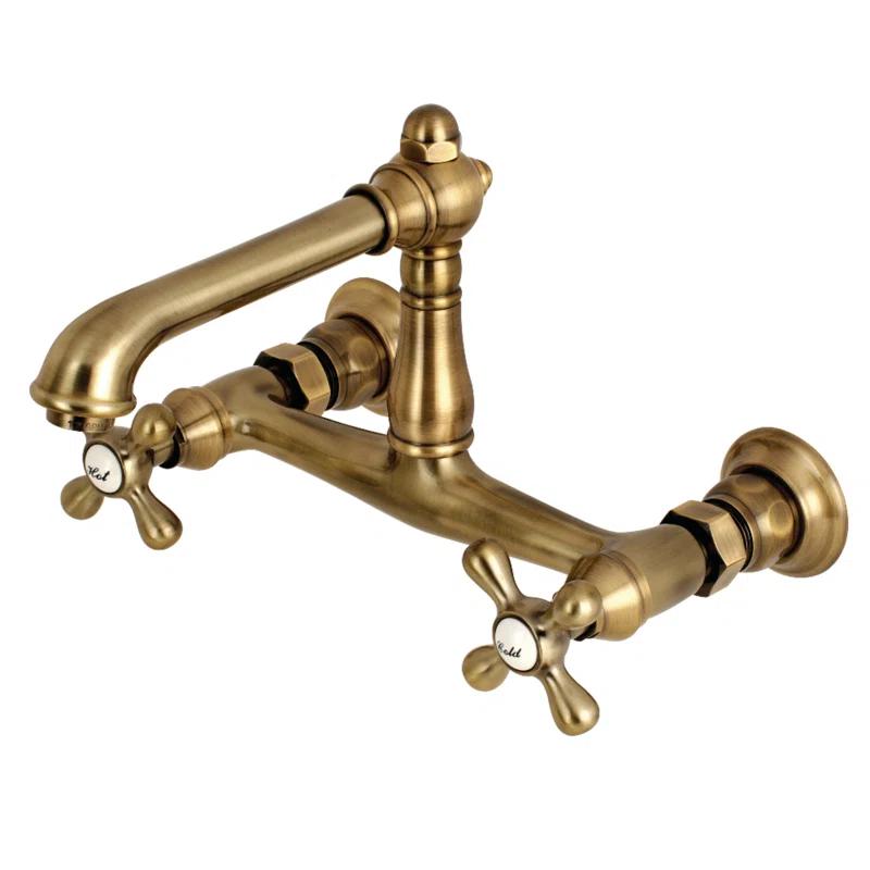 Kingston Brass KS7243AX Kingston Brass English Country Two-Handle 2-Hole Wall Mount Bathroom Faucet