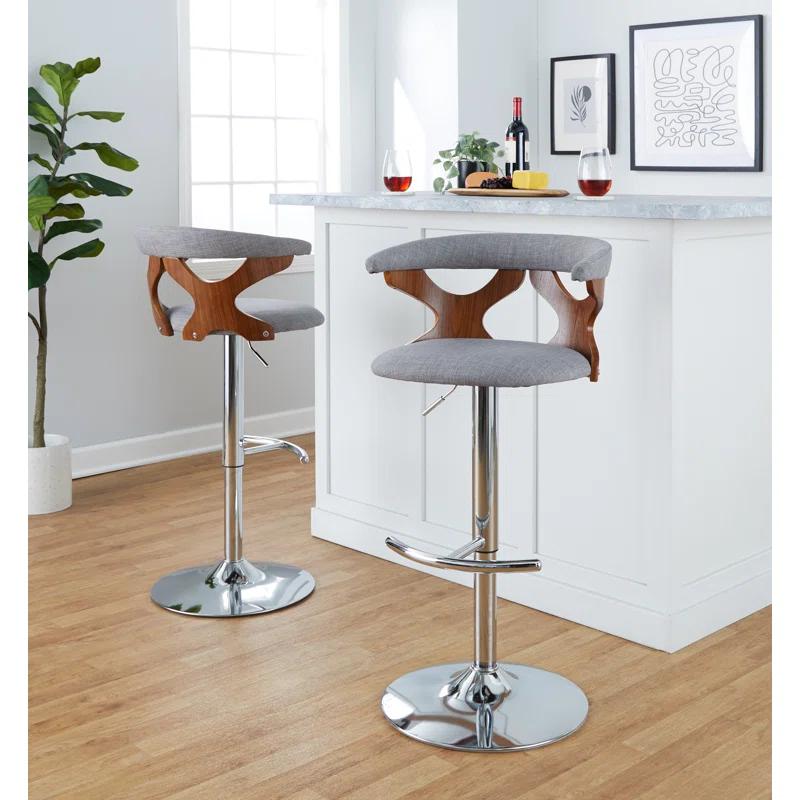 LumiSource Gardenia Swivel Upholstered Adjustable Height Counter Stool with Metal Frame (Set of 2)