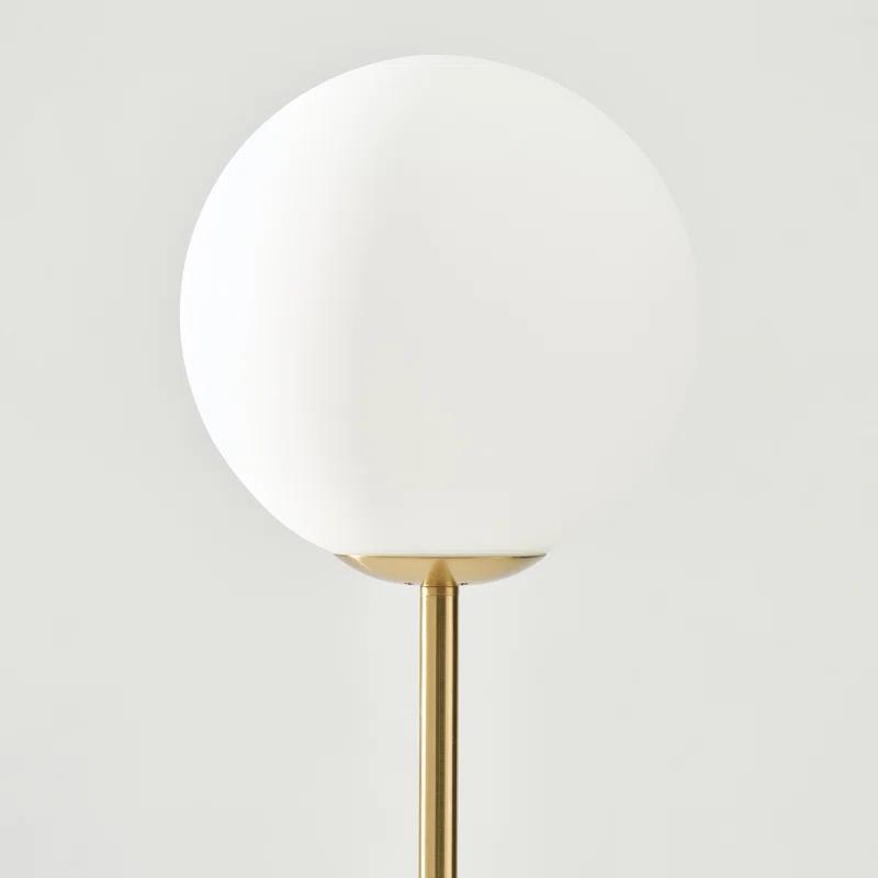 Brightech Luna Industrial Modern LED Floor Lamp with Glass Round Globe Shade