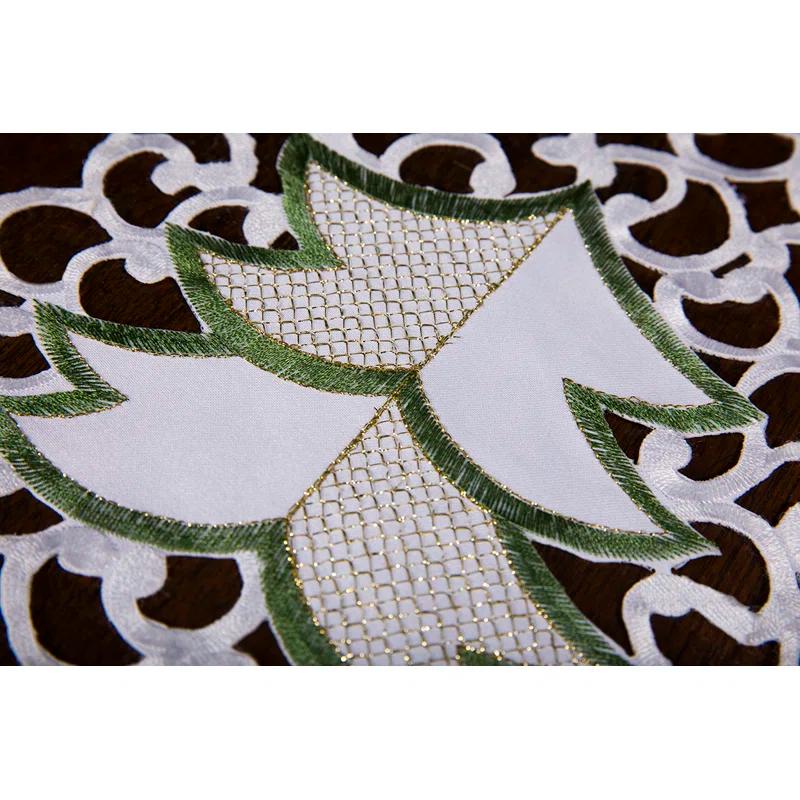 The Holiday Aisle® Salley Embroidered Cutwork Holiday Traycloth/Runner (Set of 4)