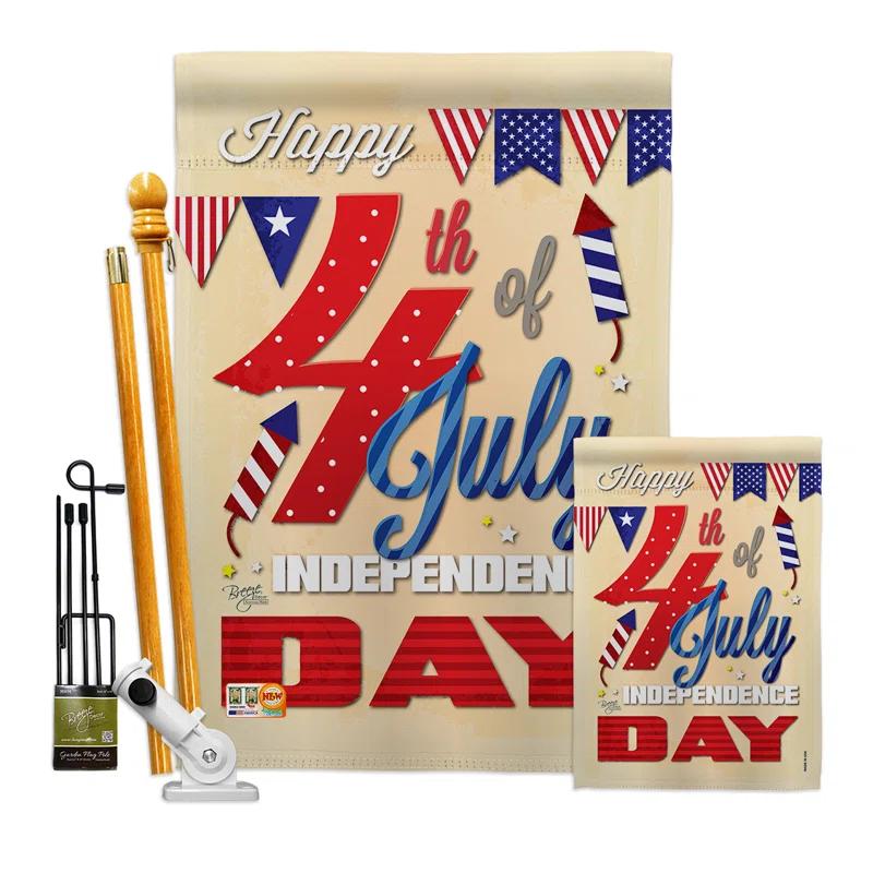 Breeze Decor Double Sided 40'' H x 28'' W Polyester Independence Day Flag Set