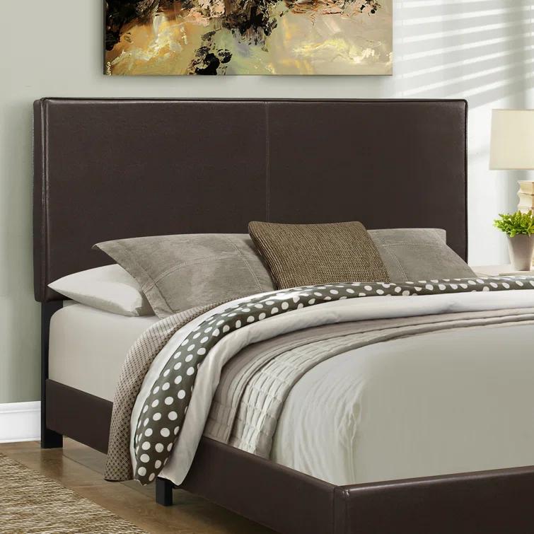 Ebern Designs Engelhard Bed, Queen Size, Platform, Bedroom, Frame, Upholstered, Pu Leather Look, Transitional