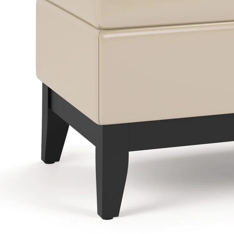 Simpli Home Oregon 42"W Upholstered Storage Ottoman Bench with Lift-Top Lid and Tray