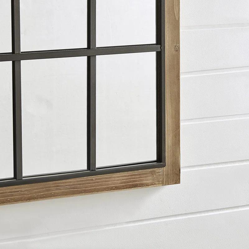 August Grove® Arched Window Wall Mount Mirror, 37.5"h X 24"w, Brown
