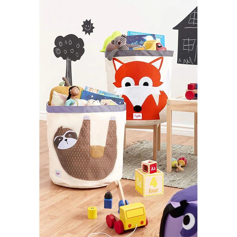 3 Sprouts 3 Sprouts - Canvas Storage Bin - Laundry and Toy Basket for Baby and Kids - Sloth