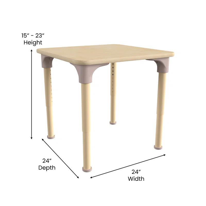 Bright Beginnings Bright Beginnings Commercial Grade Adjustable Height Square Wooden Classroom Table