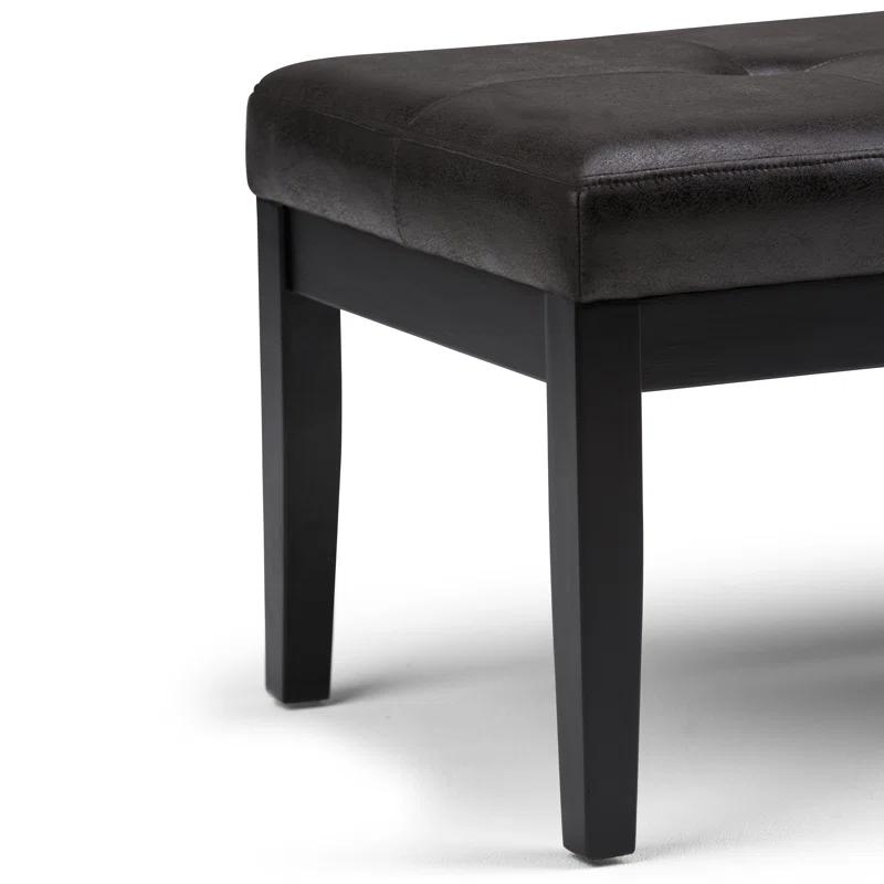 Simpli Home Lacey 41"W Tufted Ottoman Bench with Solid Wood Frame