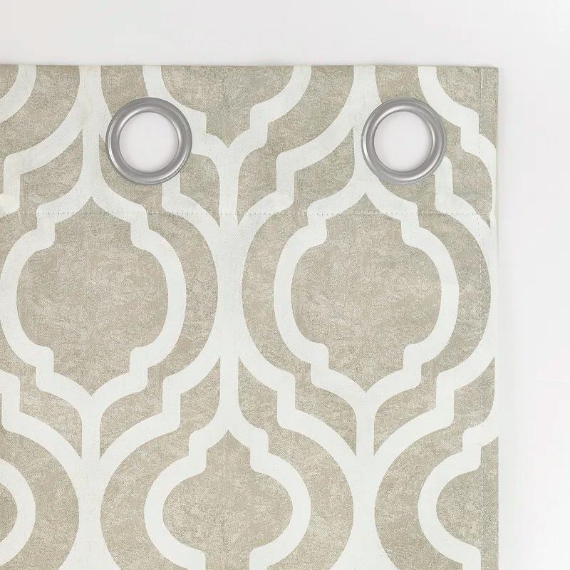 Sun Zero Eldon Gray Trellis Print Blackout Grommet Curtain Panel