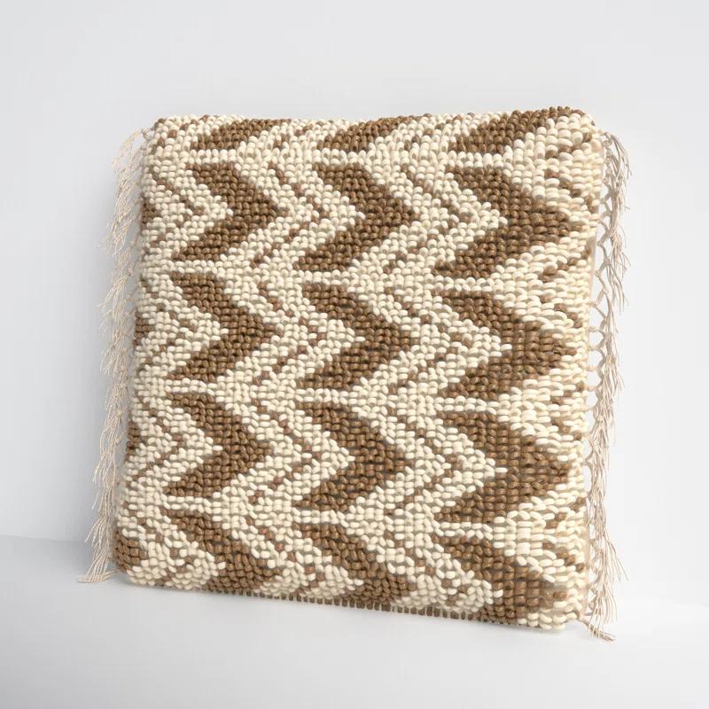 Oakleaf Chevron Polyester,Wool,Cotton Blend Throw Pillow