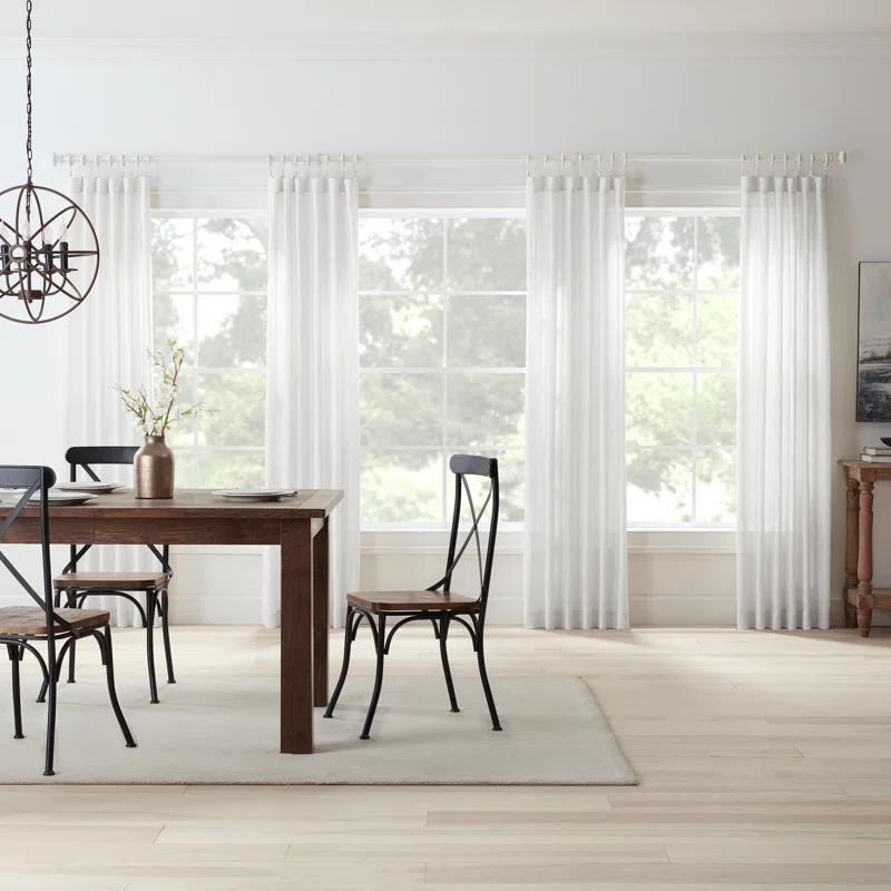 Mode Farmhouse Collection 1 1/8 in Diameter Curtain Rod Set with Cottage Square Finials and Steel Wall Mounted Adjustable Rod