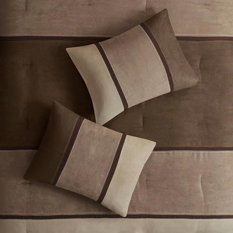 Gracie Mills Kimberly 7-Piece Contemporary Microsuede Comforter Set