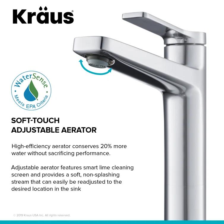 Kraus Indy Single Hole Bathroom Faucet (Set of 2) KVF-1400CH-2PK