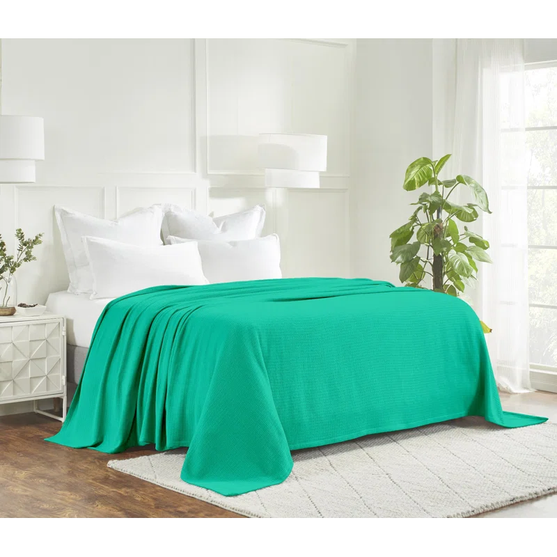 Superior Waffle Weave Honeycomb Knit Soft Textured All-Season Cotton Blanket