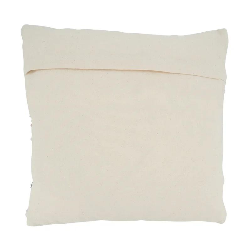 Natural Cotton Euro Chindi Pillow Cover with Blue Accents