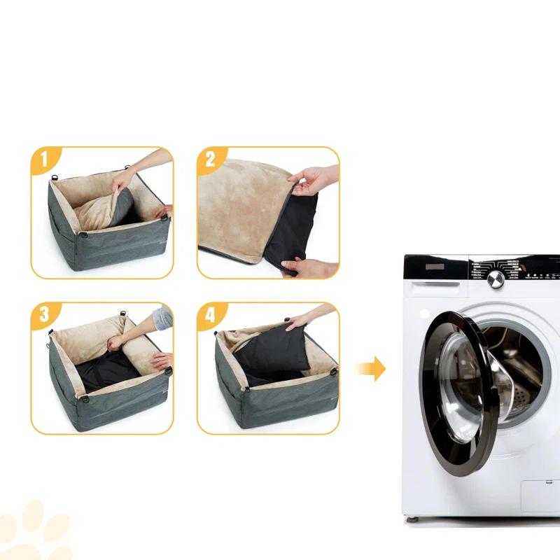 ATCHISON Detachable Washable and Waterproof Puppy Booster Car seat Soft Portable Dog Bed