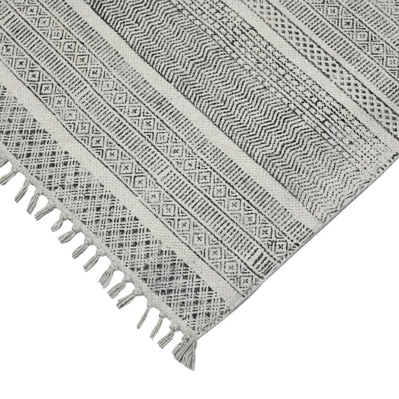 AMER Rugs Dune Alliya Charcoal Flatweave Cotton Area Rug
