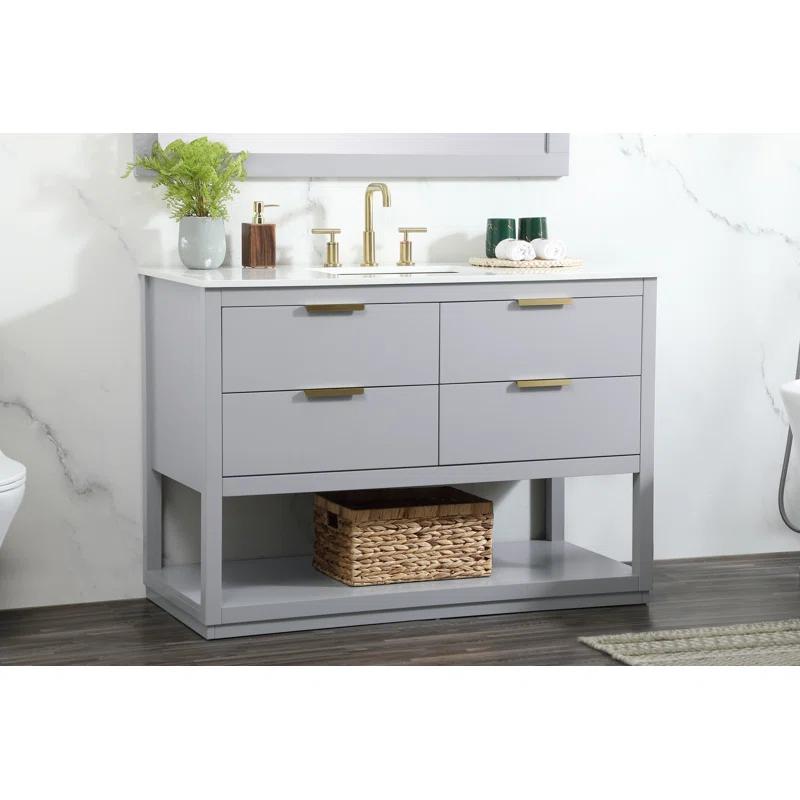 Greenburg 48'' Single Bathroom Vanity with Quartz Top