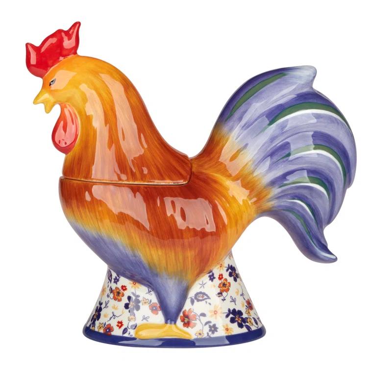 Certified International Morning Rooster 3-D Rooster Cookie Jar 12.25in x 5.75in x 11.5in 48 oz